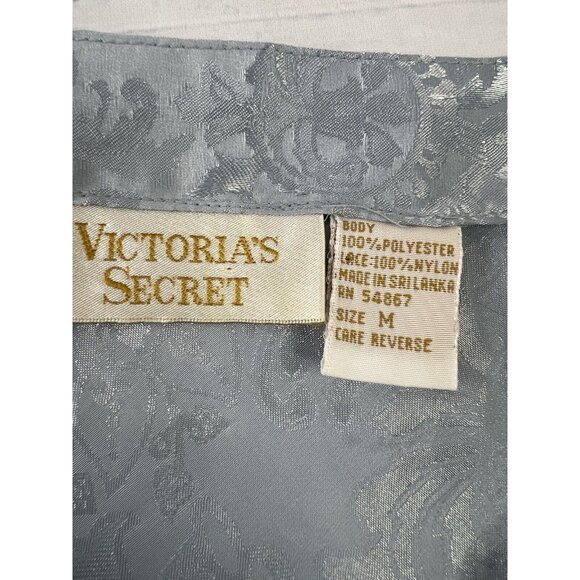 Victoria's Secret Gold Label Vintage Medium Blue Satin Button Lace Camisole Y2K - Picture 10 of 10